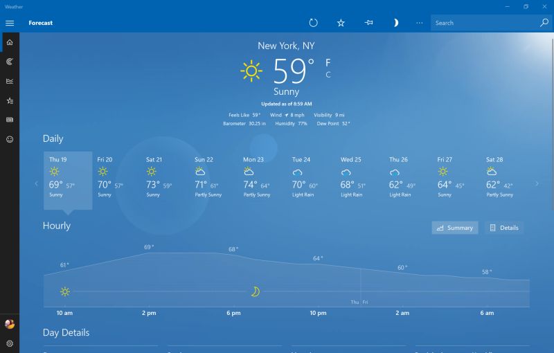 Weather App For Windows 10 Desktop